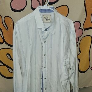 Robert Graham White and Blue Striped Shirt